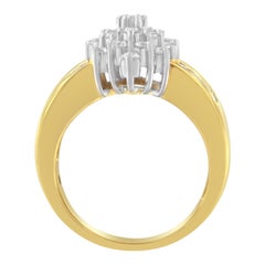 10K Yellow Gold 1.0 Carat Marquise Composite Diamond Cluster Cocktail Ring