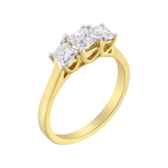 10K Yellow Gold 1.0 Carat Princess-Cut Diamond Three Stone Band Ring
