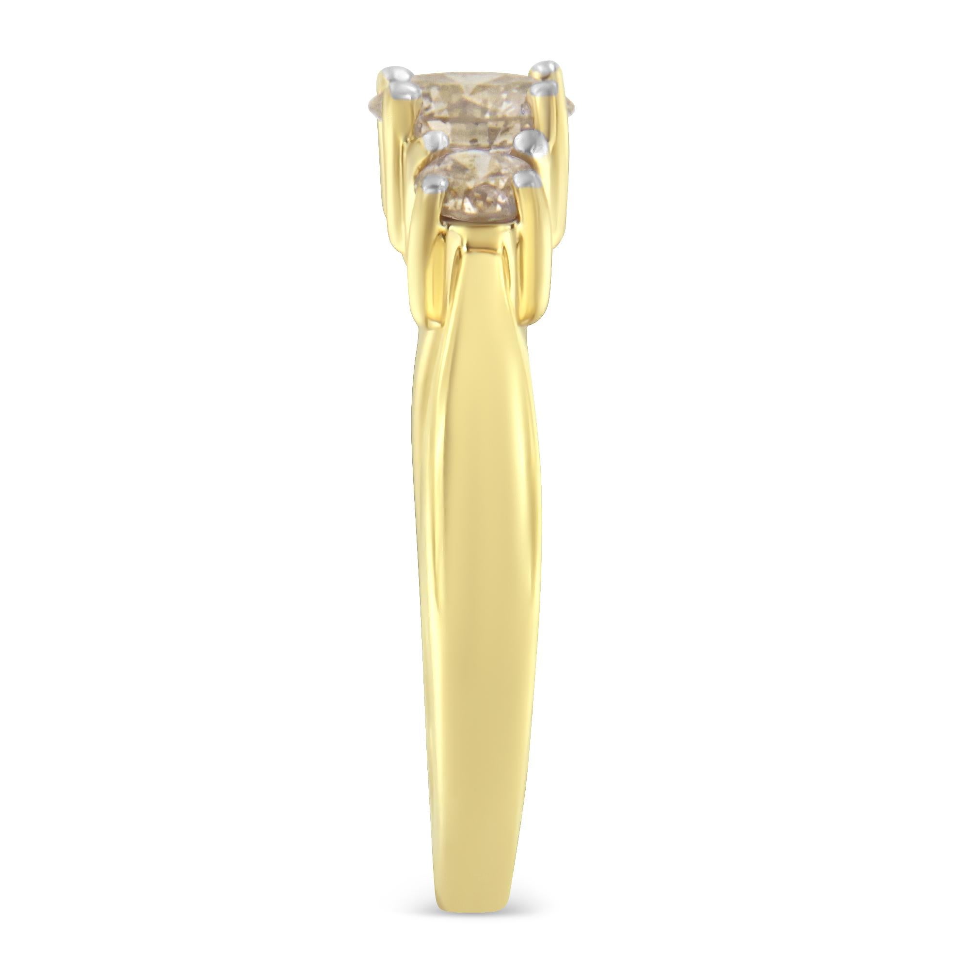 For Sale:  10K Yellow Gold 1.0 Carat Three Stone Diamond Band Ring 5