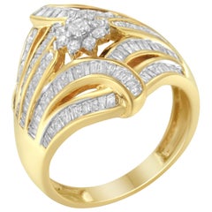 10K Gelbgold 1,0 Karat Gesamtkaratgewicht Diamant Cocktail-Mode-Ring