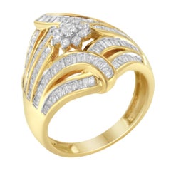 10K Yellow Gold 1.0 Cttw Diamond Cocktail Fashion Ring