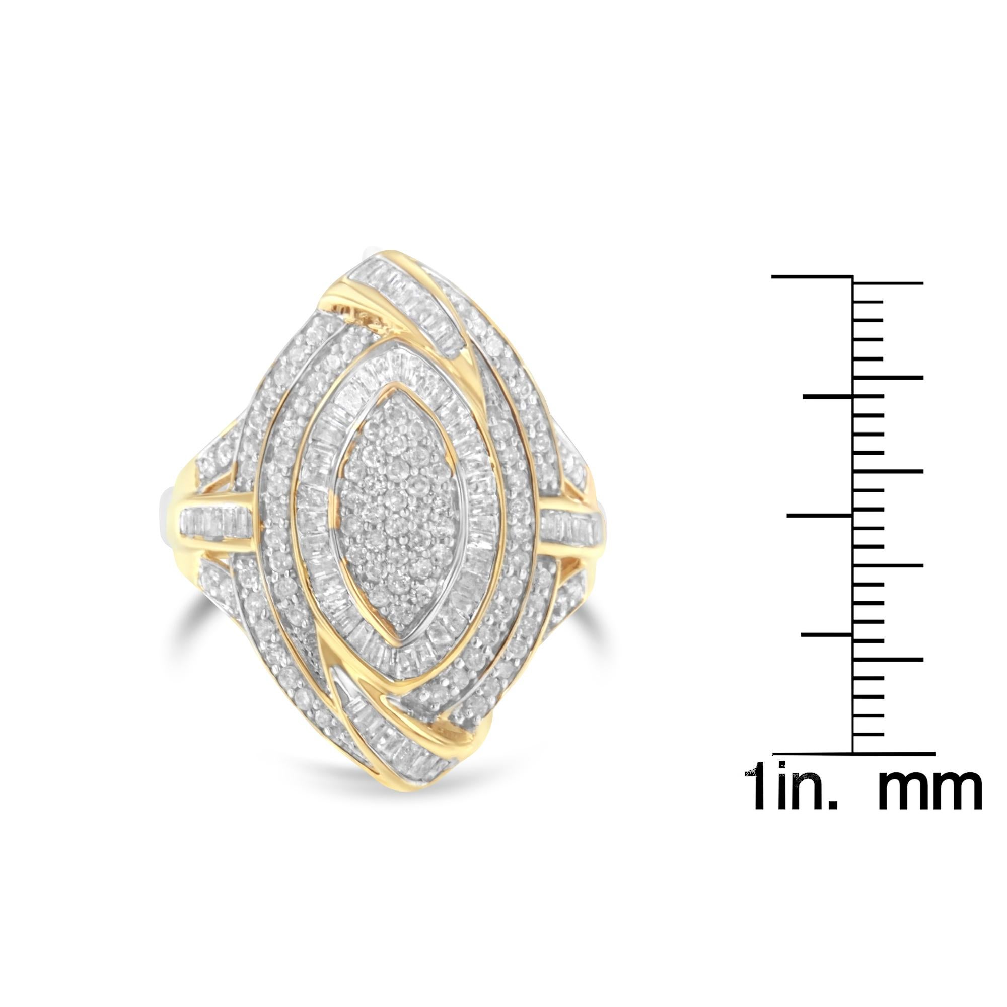 10K Yellow Gold 1.0 Cttw Diamond Cocktail Ring For Sale 1
