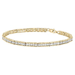 Pulsera de eslabones de oro amarillo de 10 quilates y 1,0 qt de diamantes redondos con pavé