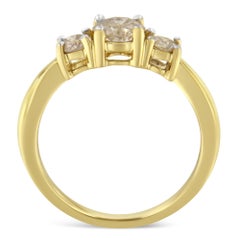 10K Yellow Gold 1.00 Carat Three Stone Diamond Band Ring