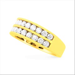 10K Yellow Gold 1.00 Carat Two-Row Diamond Band Ring