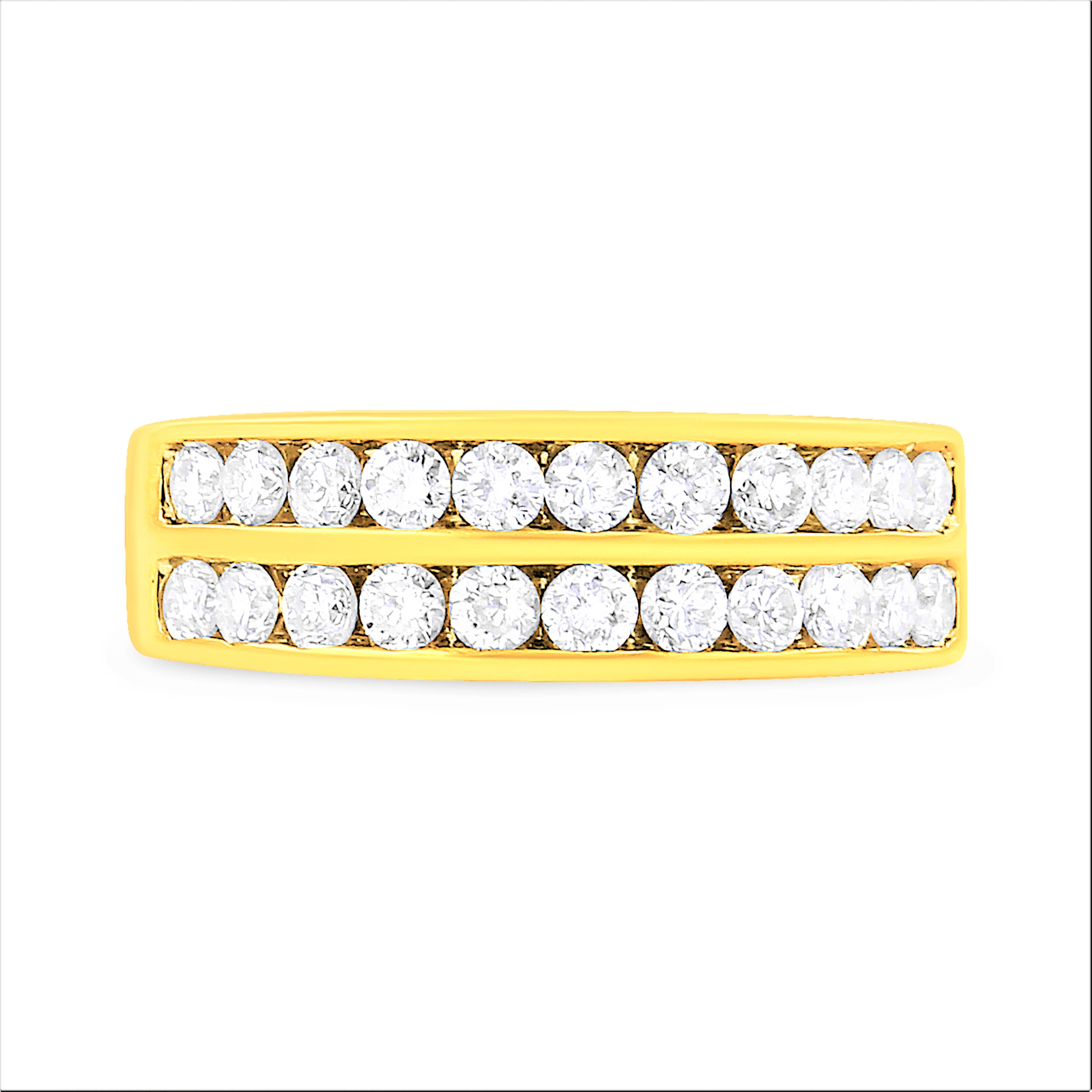 Im Angebot: 10K Gelbgold 1,00 Karat Zweireihiger Diamant-Ring () 3