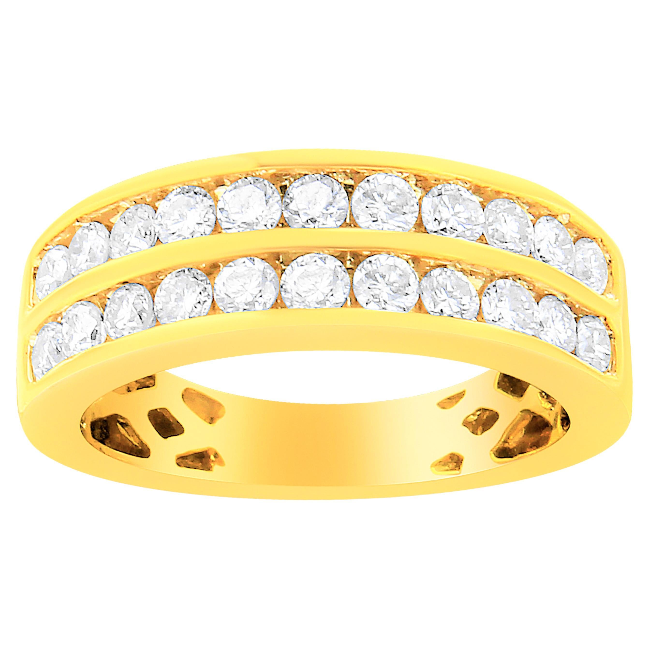 10K Gelbgold 1,00 Karat Zweireihiger Diamant-Ring