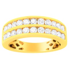 10K Yellow Gold 1.00 Carat Two-Row Diamond Band Ring