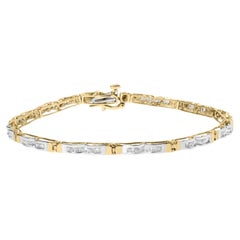Pulsera de eslabones con diamantes en canal talla baguette de 1,00 qt de oro amarillo de 10k