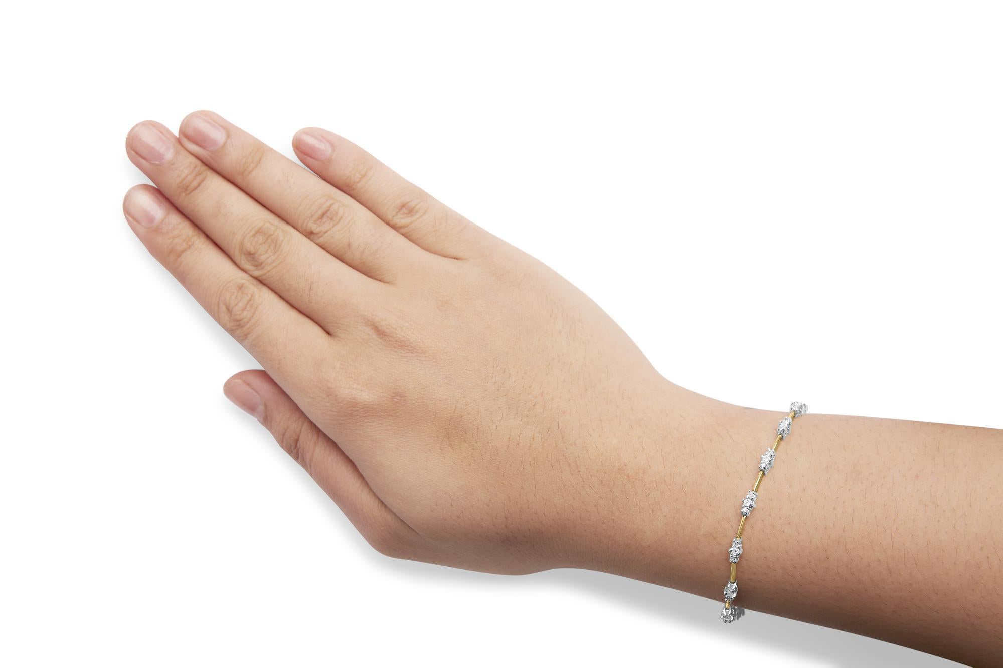 Bracelet de tennis en or jaune 10K avec 3 pierres et un diamant de 1.00 Cttw Neuf - En vente à New York, NY