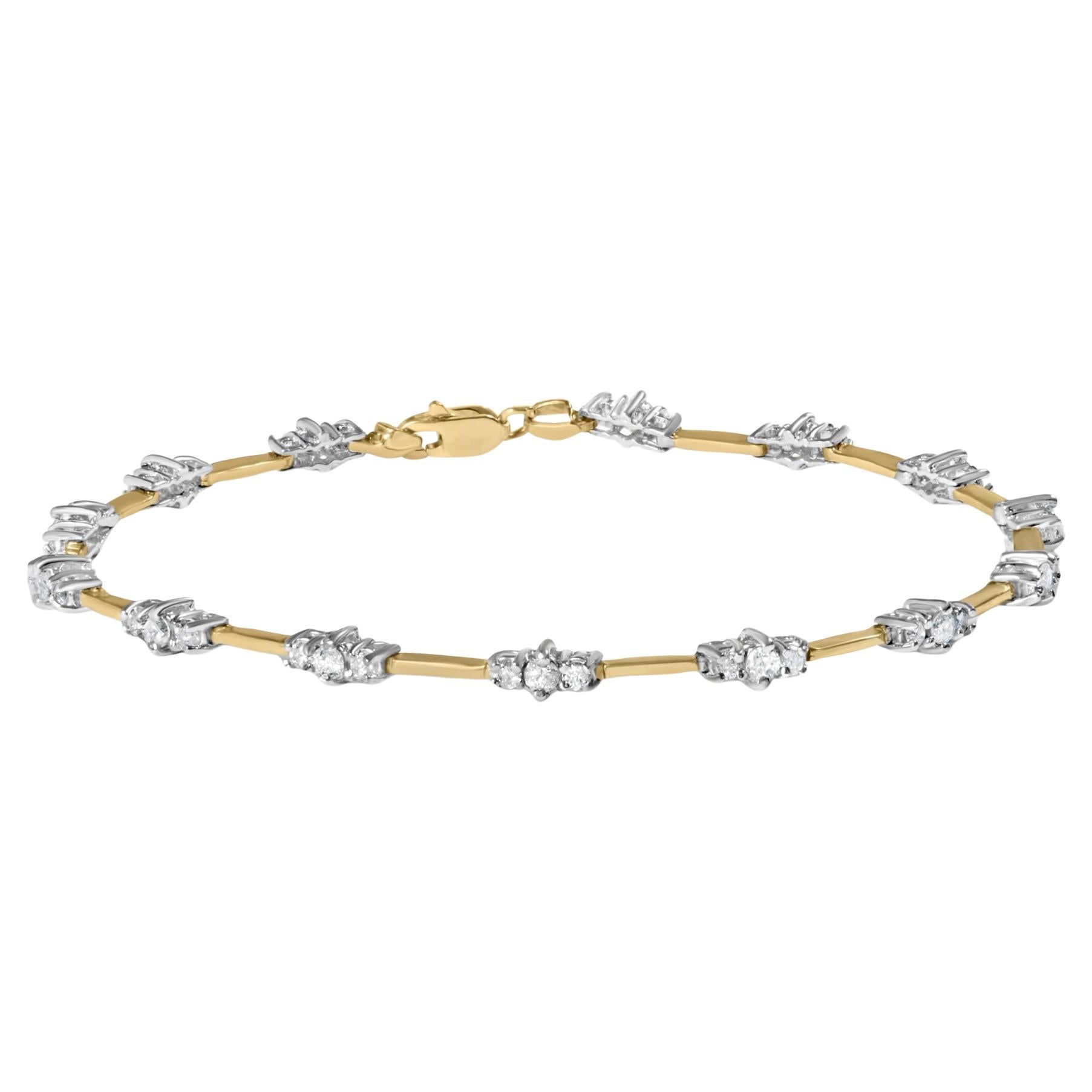 Bracelet de tennis en or jaune 10K avec 3 pierres et un diamant de 1.00 Cttw