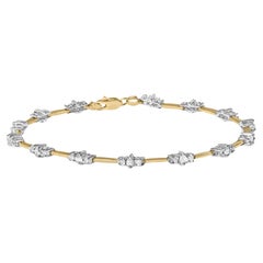 Bracelet de tennis en or jaune 10K avec 3 pierres et un diamant de 1.00 Cttw