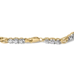 10K Yellow Gold 1.00 Cttw Diamond 3 Stone Link Bracelet