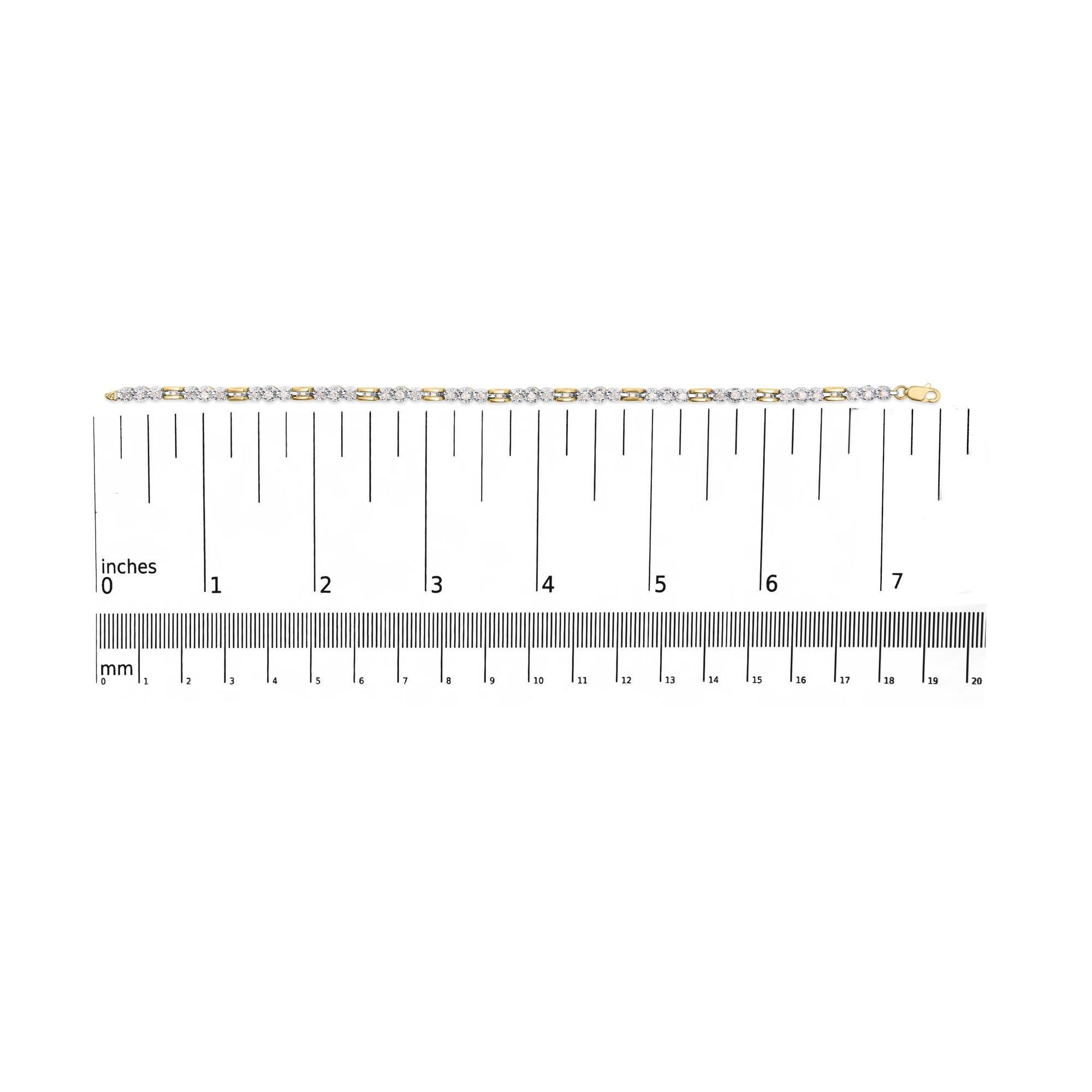 Bracciale a 3 pietre in oro giallo 10K con diamante da 1,00 Cttw A. Stone In condizioni Nuovo in vendita a New York, NY