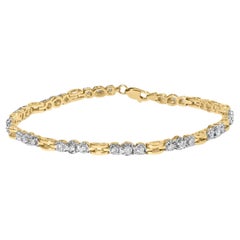 Pulsera de eslabones con 3 piedras y 1,00 qt de diamante en oro amarillo de 10 quilates