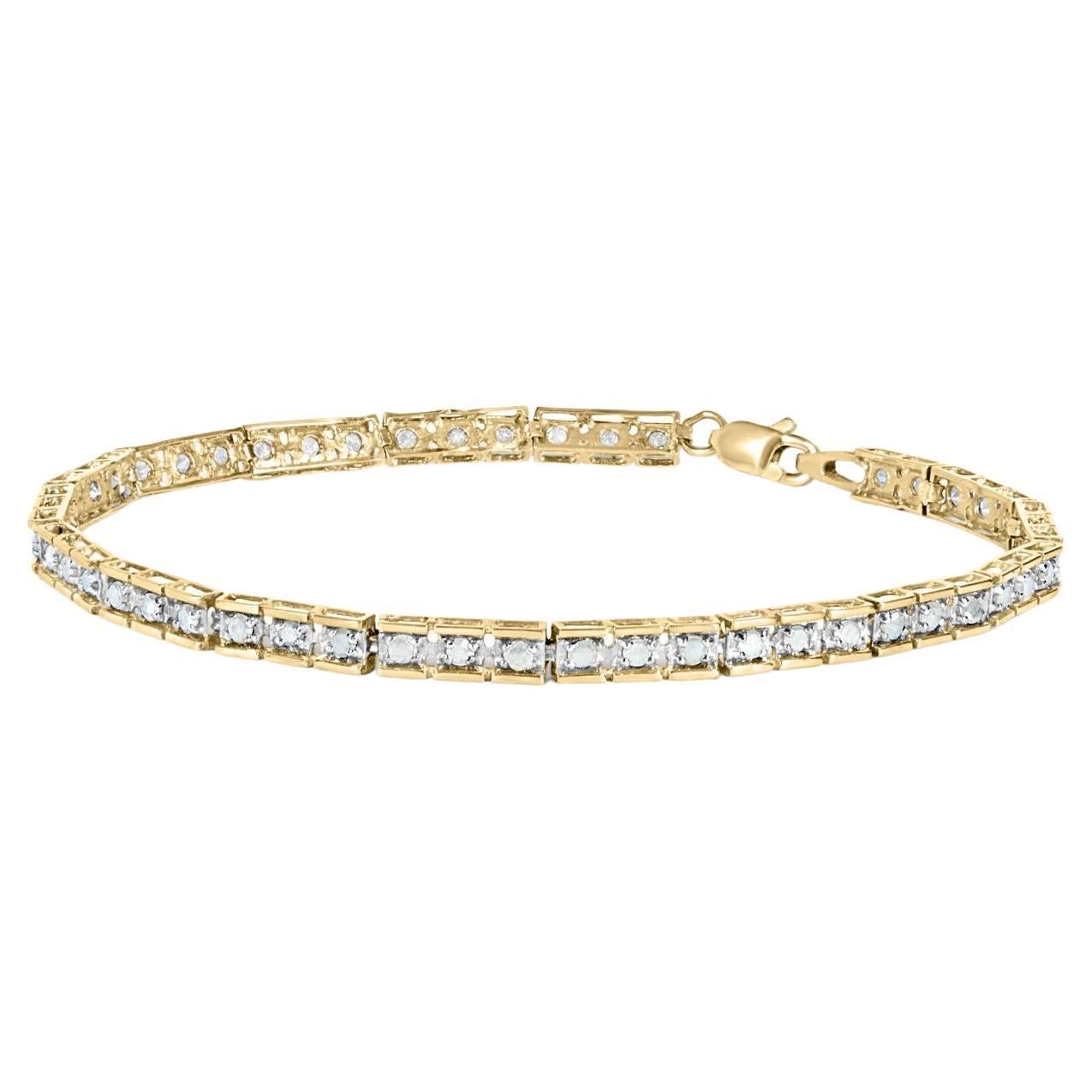 Bracelet de tennis 7" en or jaune 10K serti de diamants 1.00 Cttw