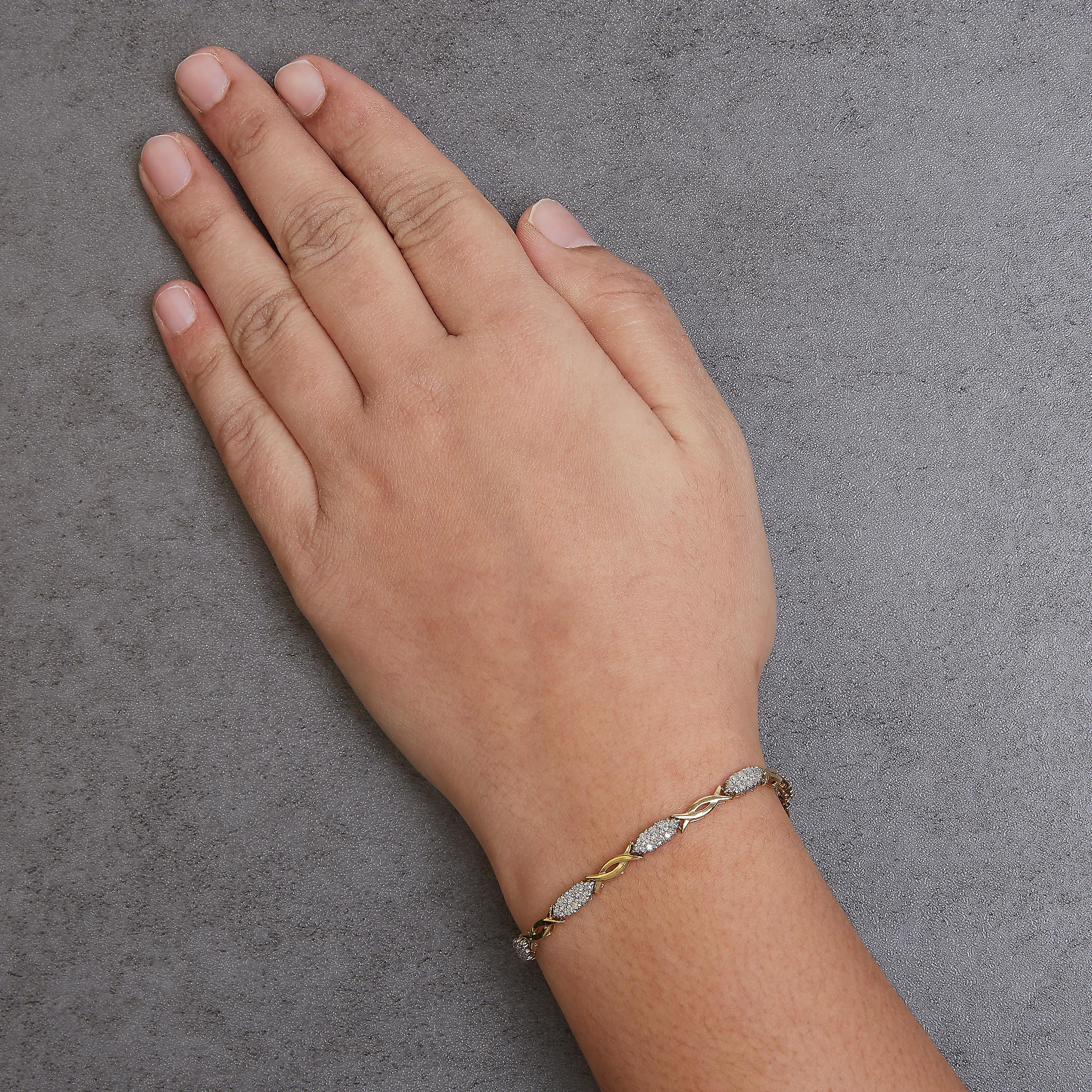 Bracelet en or jaune 10K à maillons en spirale et diamants de taille ronde 1.00 Cttw 7