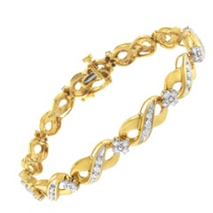 Bracelet d'amour infini en or jaune 10 carats avec diamants taille ronde de 1,0 carat