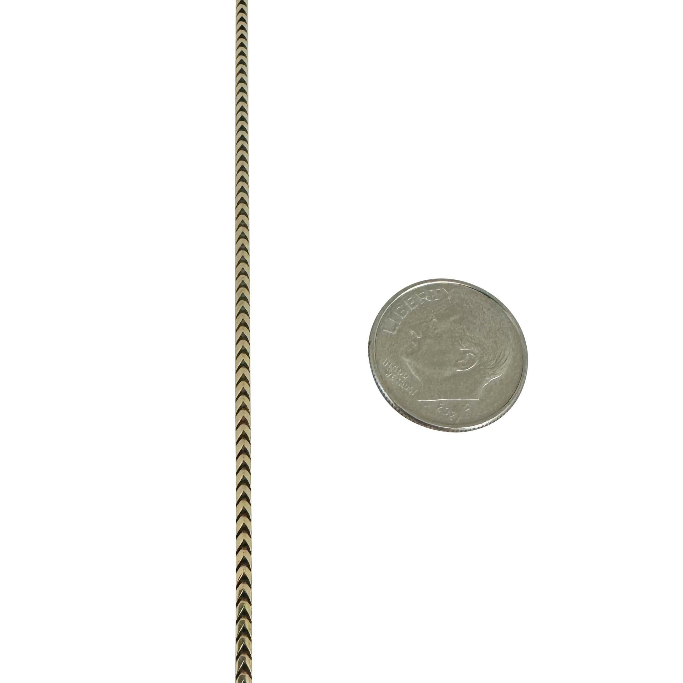 10k Yellow Gold 11.5g Solid Thin 1.7mm Squared Franco Link Chain Necklace 26