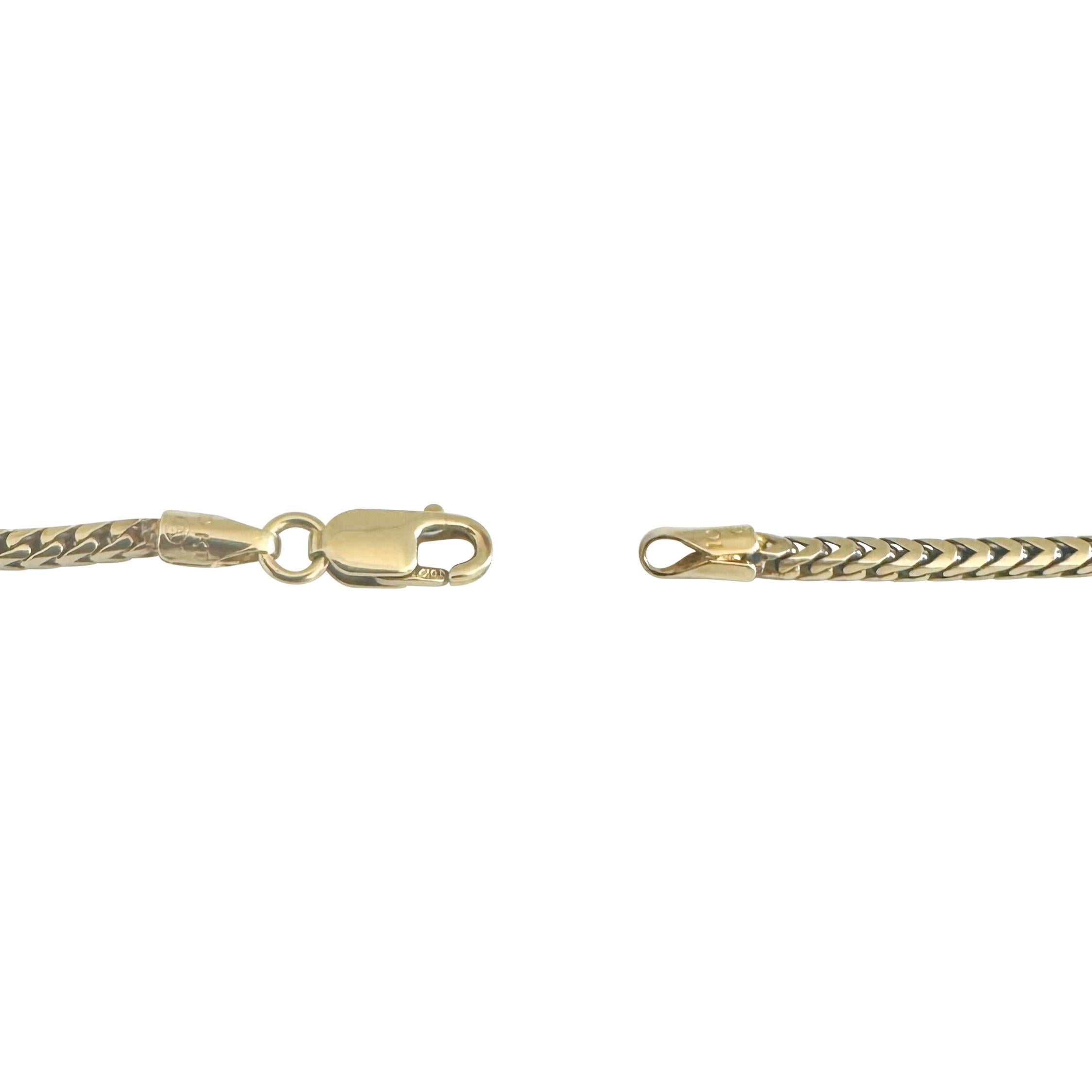 10k Yellow Gold 11.5g Solid Thin 1.7mm Squared Franco Link Chain Necklace 26