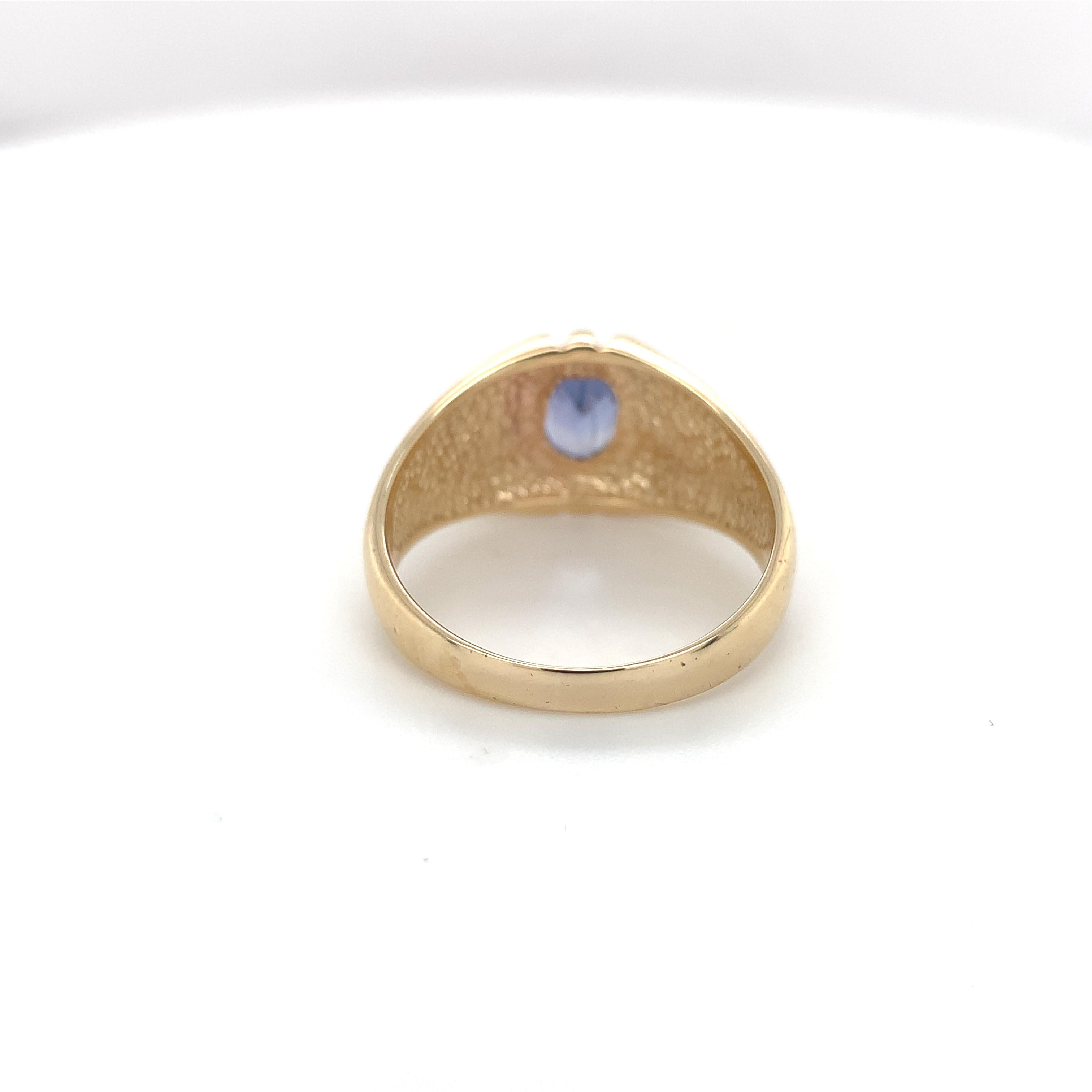 10K yellow gold 1.19ct Sapphire Men's Ring For Sale 1