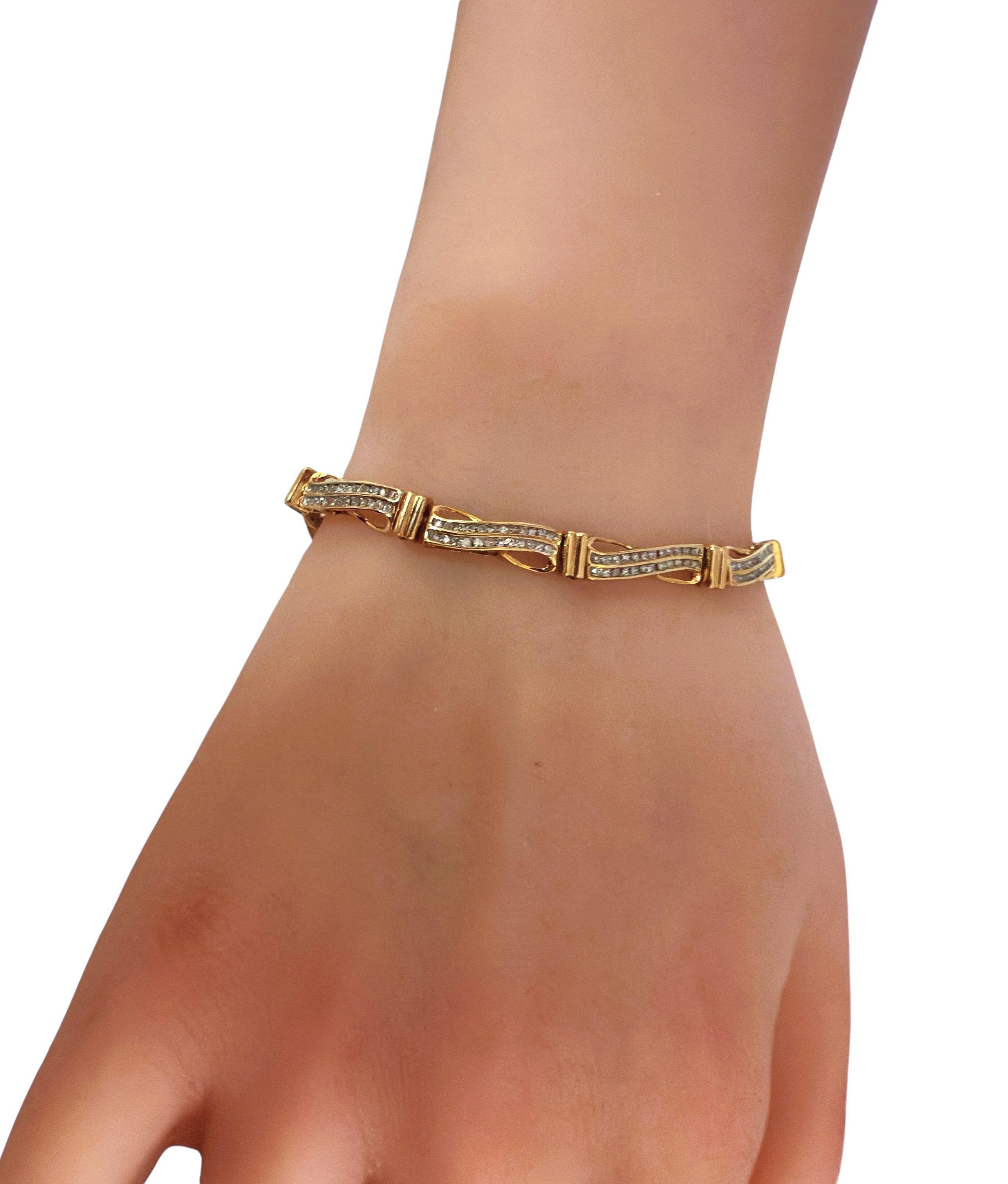 Bracciale A Link in oro giallo 10K da 1,20 carati e 240 diamanti, 7 pollici in vendita 4