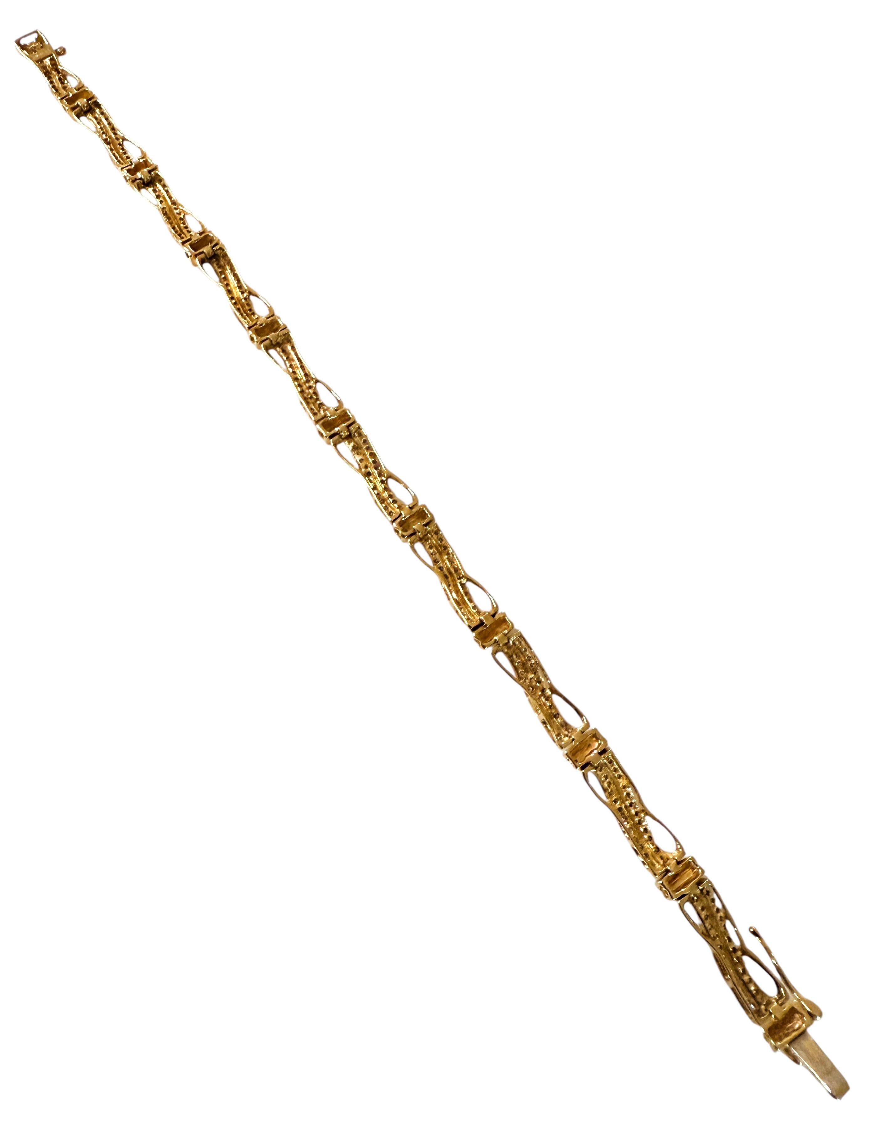 Art Déco Bracciale A Link in oro giallo 10K da 1,20 carati e 240 diamanti, 7 pollici in vendita