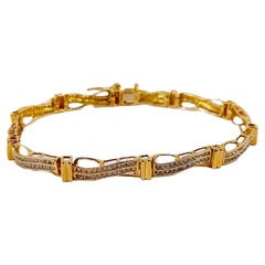 Bracciale A Link in oro giallo 10K da 1,20 carati e 240 diamanti, 7 pollici