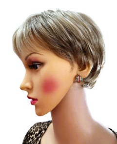 Orecchini Omega in oro giallo 10k con diamante, smeraldo, rubino e zaffiro da 1,20 carati