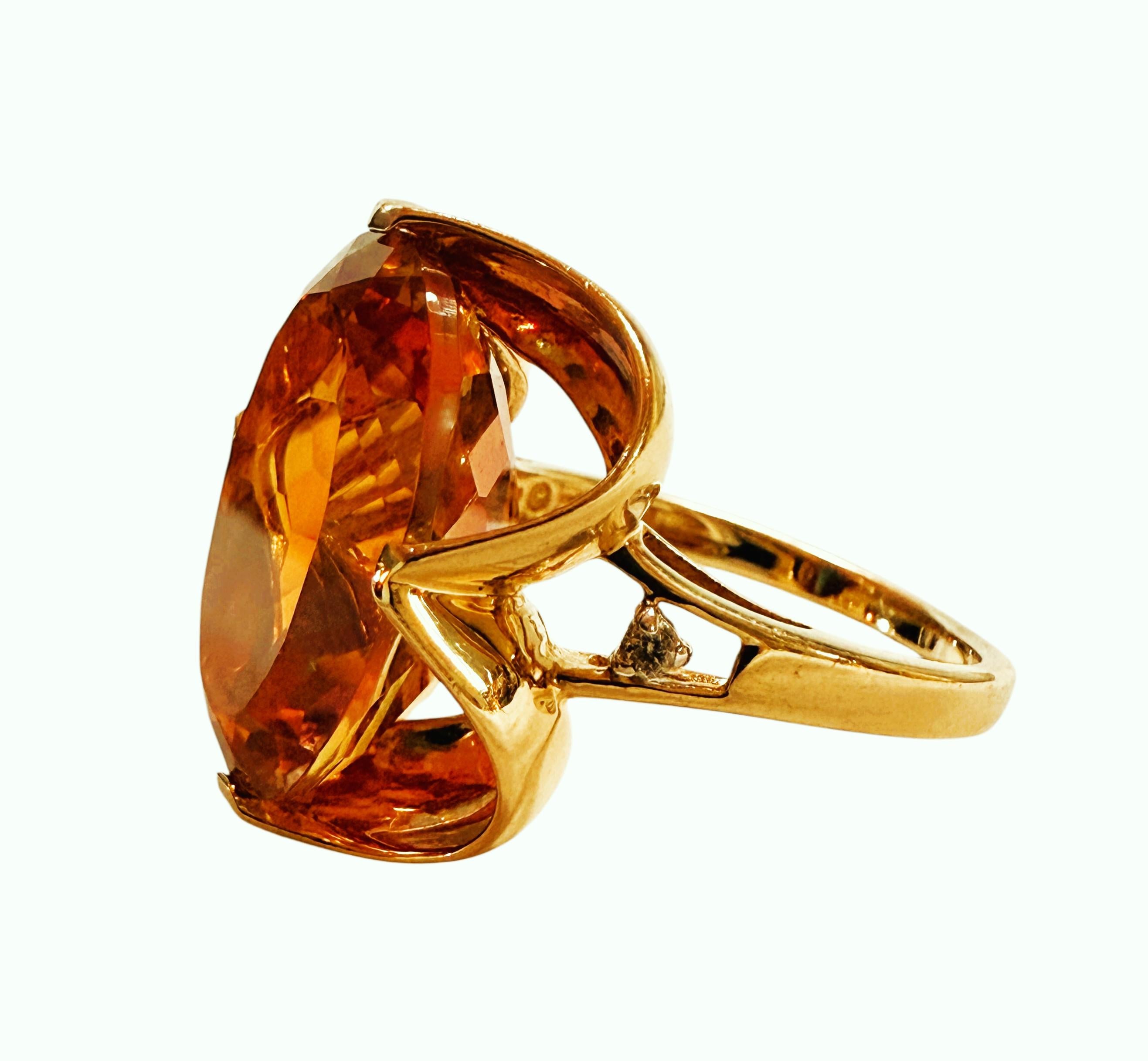 Art Deco 10k Yellow Gold 13.96 Carat Multi-Color Topaz & Diamond Ring Size 7.25 For Sale
