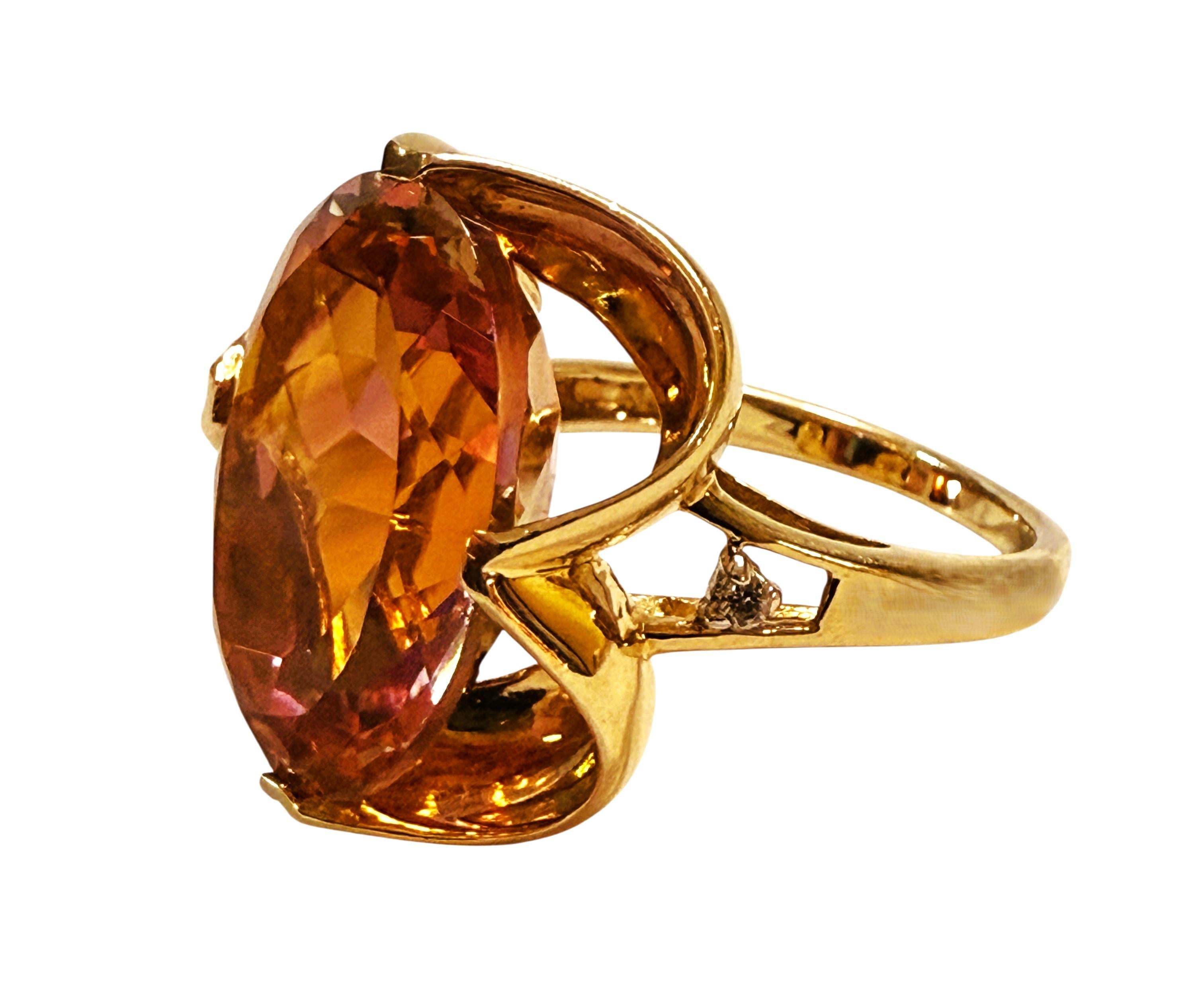 Women's 10k Yellow Gold 13.96 Carat Multi-Color Topaz & Diamond Ring Size 7.25 For Sale