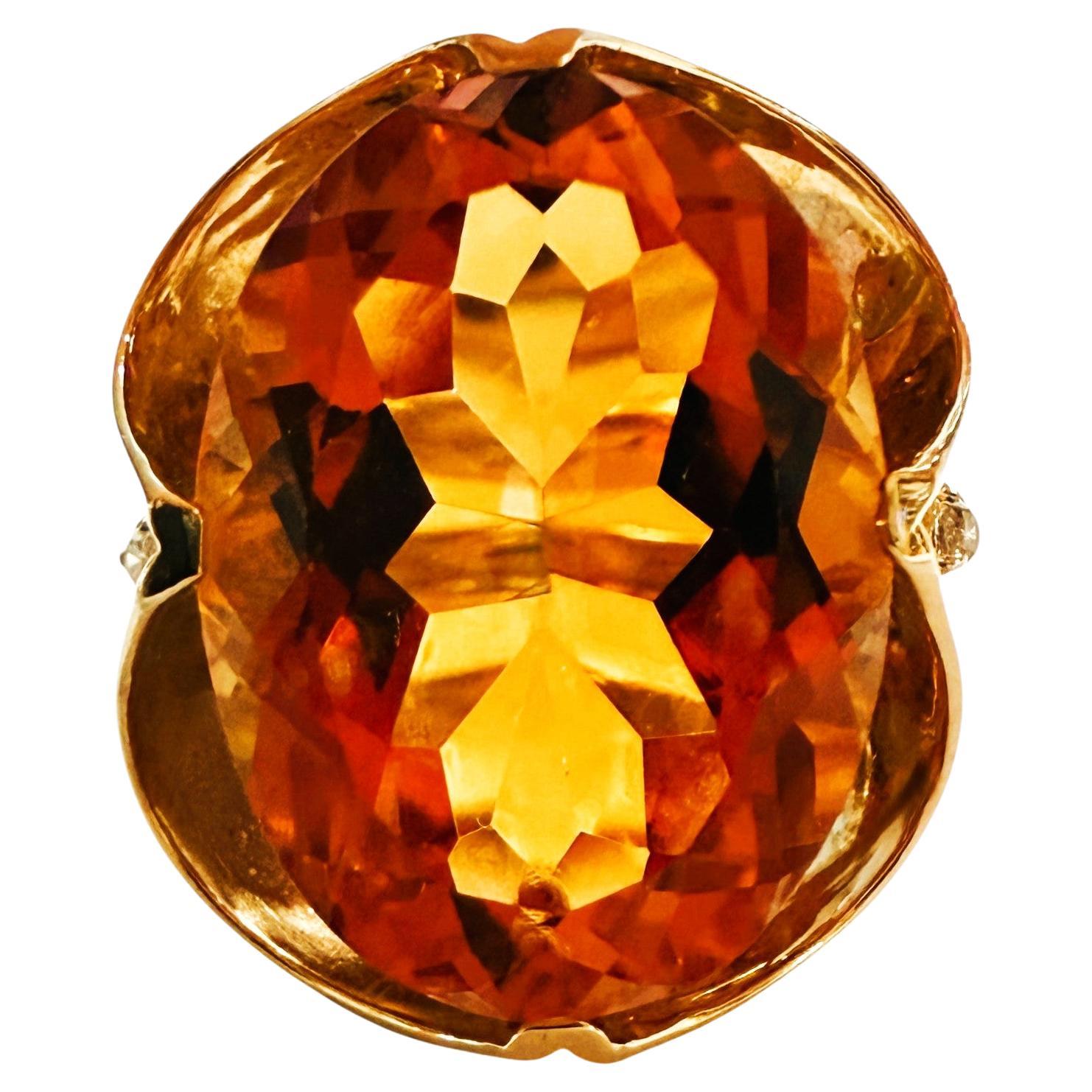 10k Yellow Gold 13.96 Carat Multi-Color Topaz & Diamond Ring Size 7.25 For Sale