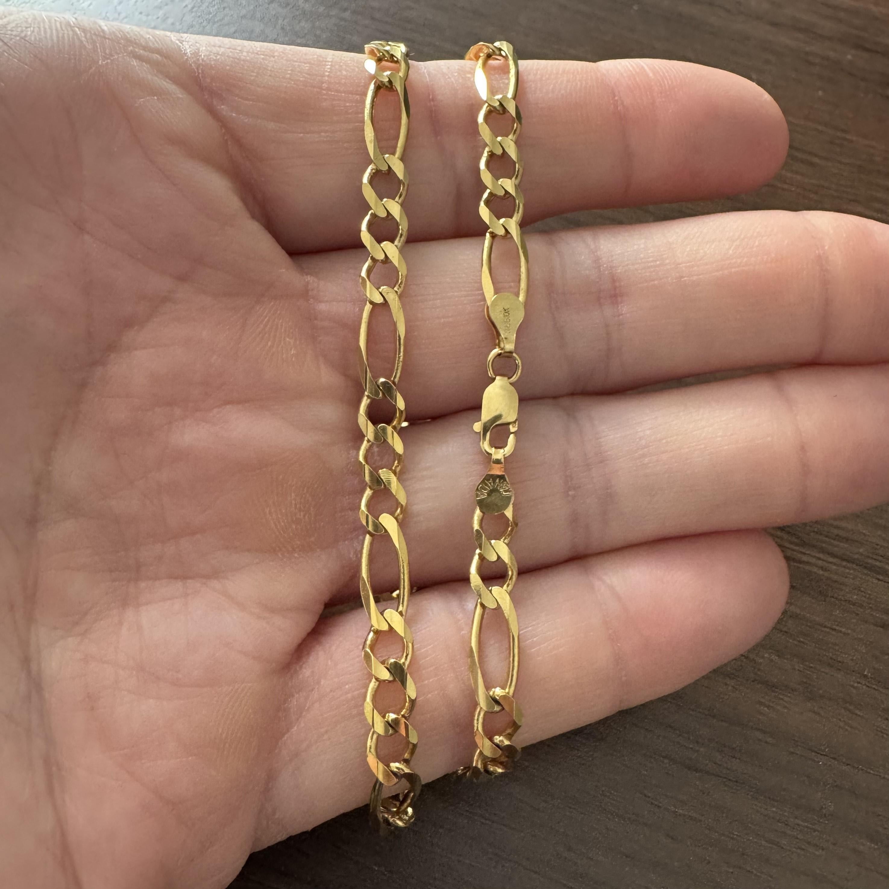 Condition:  Excellent Condition, Professionally Cleaned and Polished
Metal:  10k Gold (Marked, and Professionally Tested)
Weight:  13.1g
Length:  18 Inches
Width:  5mm
Closure:  Lobster Claw
Markings:  
