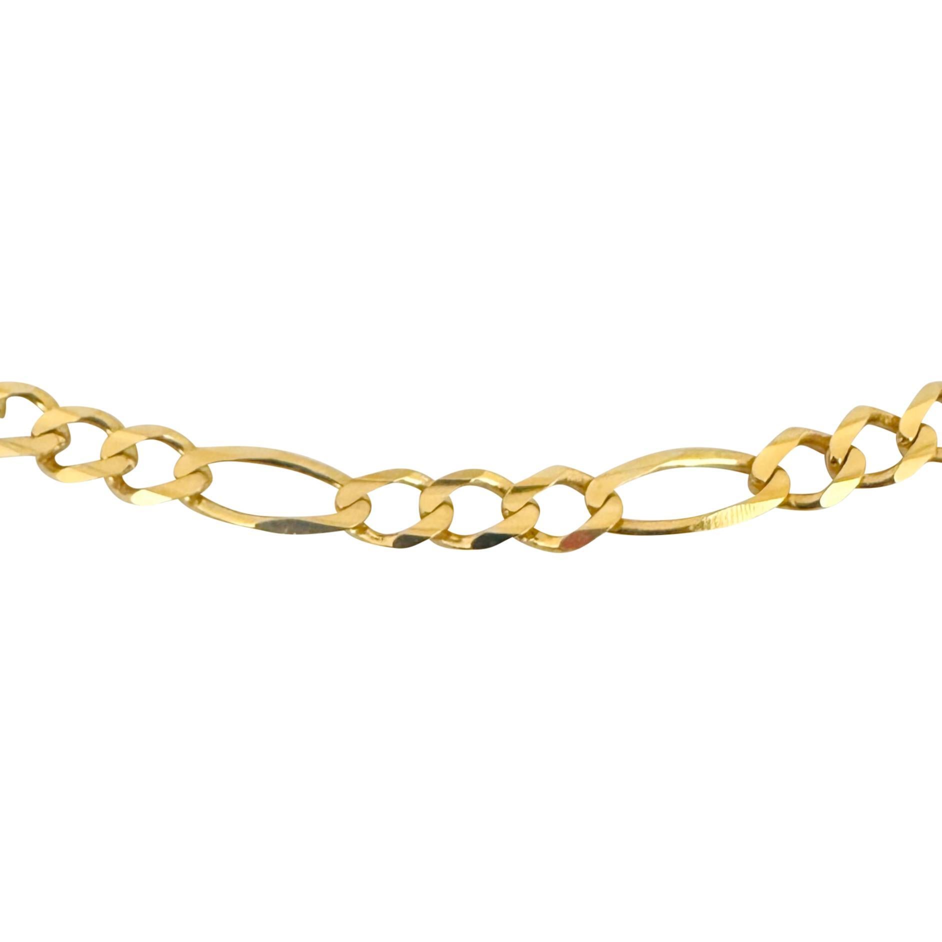 Women's 10k Yellow Gold 13g Semi Solid 5mm Figaro Link Chain Necklace Canada 18