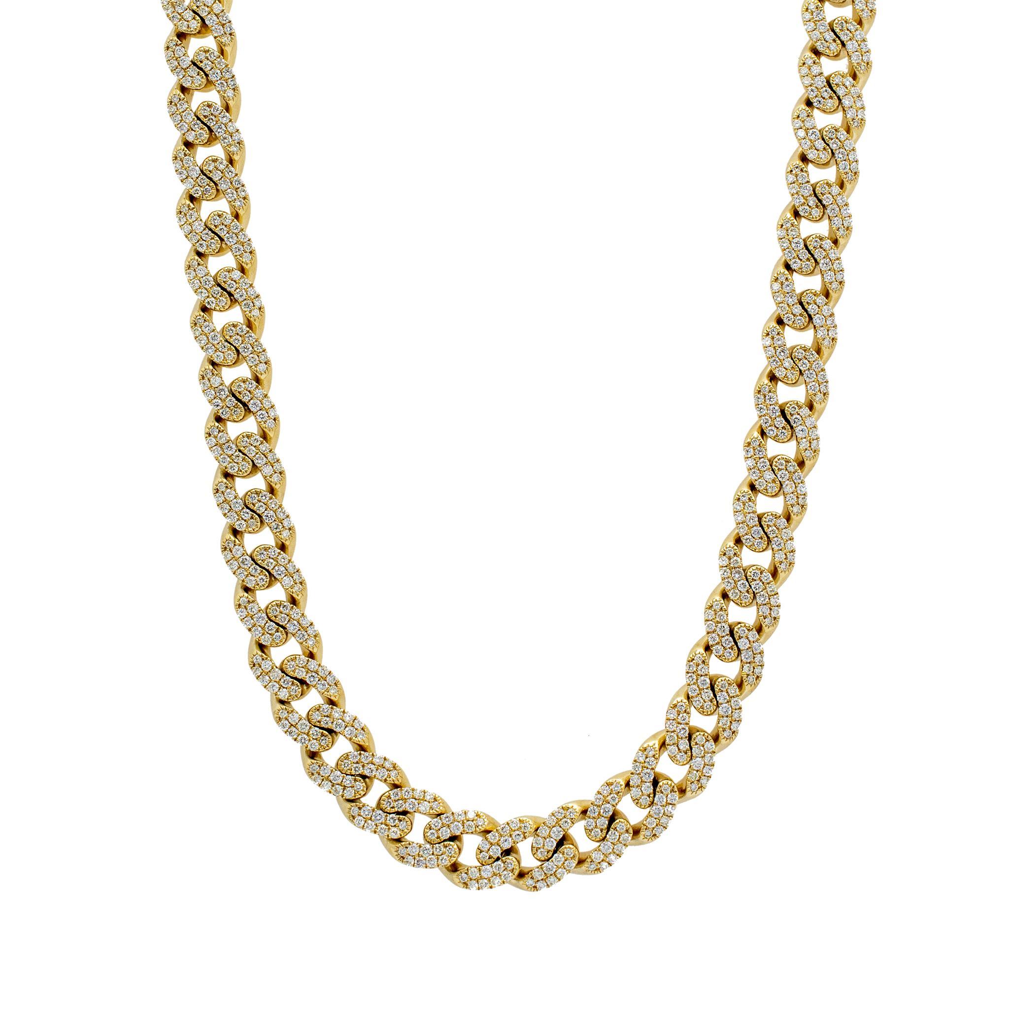 Metal Type: 10K Yellow Gold

Length: 22.00 inches

Width: 9.00 mm

Weight: 120.52 grams

One custom-made polished 10K yellow gold diamond Cuban link chain. The metal was tested and determined to be 10K yellow gold. Engraved with 