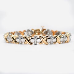 10K Gelbgold 2farbiges Diamantarmband, 1,00tdw., 18,4 g