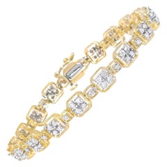 10K Yellow Gold 2.0 Carat Diamond Square Link Bracelet
