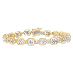 Bracelet à maillons carrés en or jaune 10 carats avec diamants de 2,0 carats