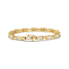 10K Yellow Gold 2.0 Carat Princess Cut Diamond Rectangular Link Bracelet