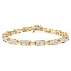 10K Yellow Gold 2.0 Carat Princess Cut Diamond Rectangular Link Bracelet