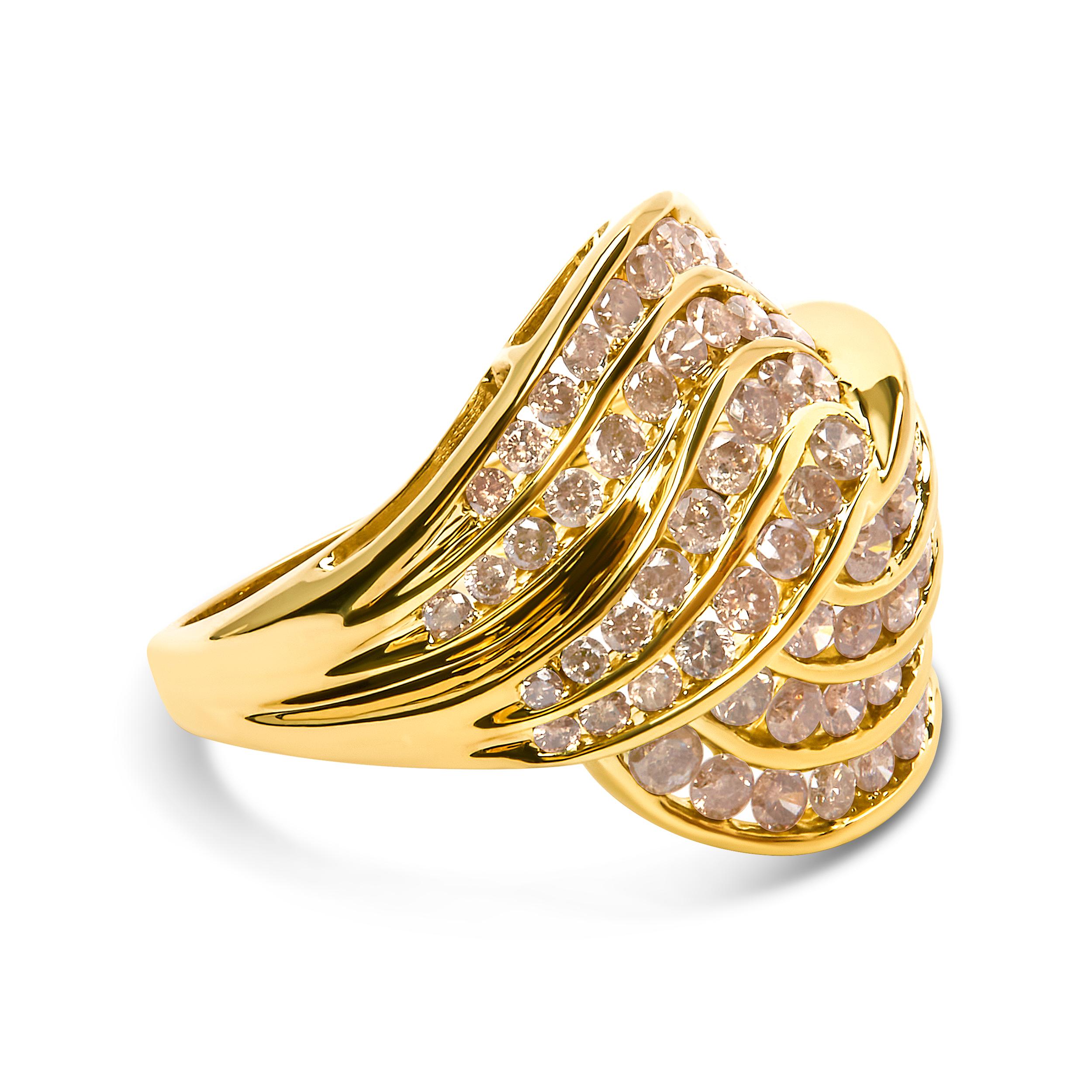 in vendita:  Anello a spirale con diamanti incastonati a canale in oro giallo 10K da 2,0 Cttw 2