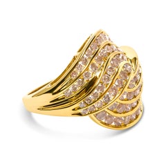 10K Yellow Gold 2.0 Cttw Channel Set Diamond Cocktail Swirl Band Ring
