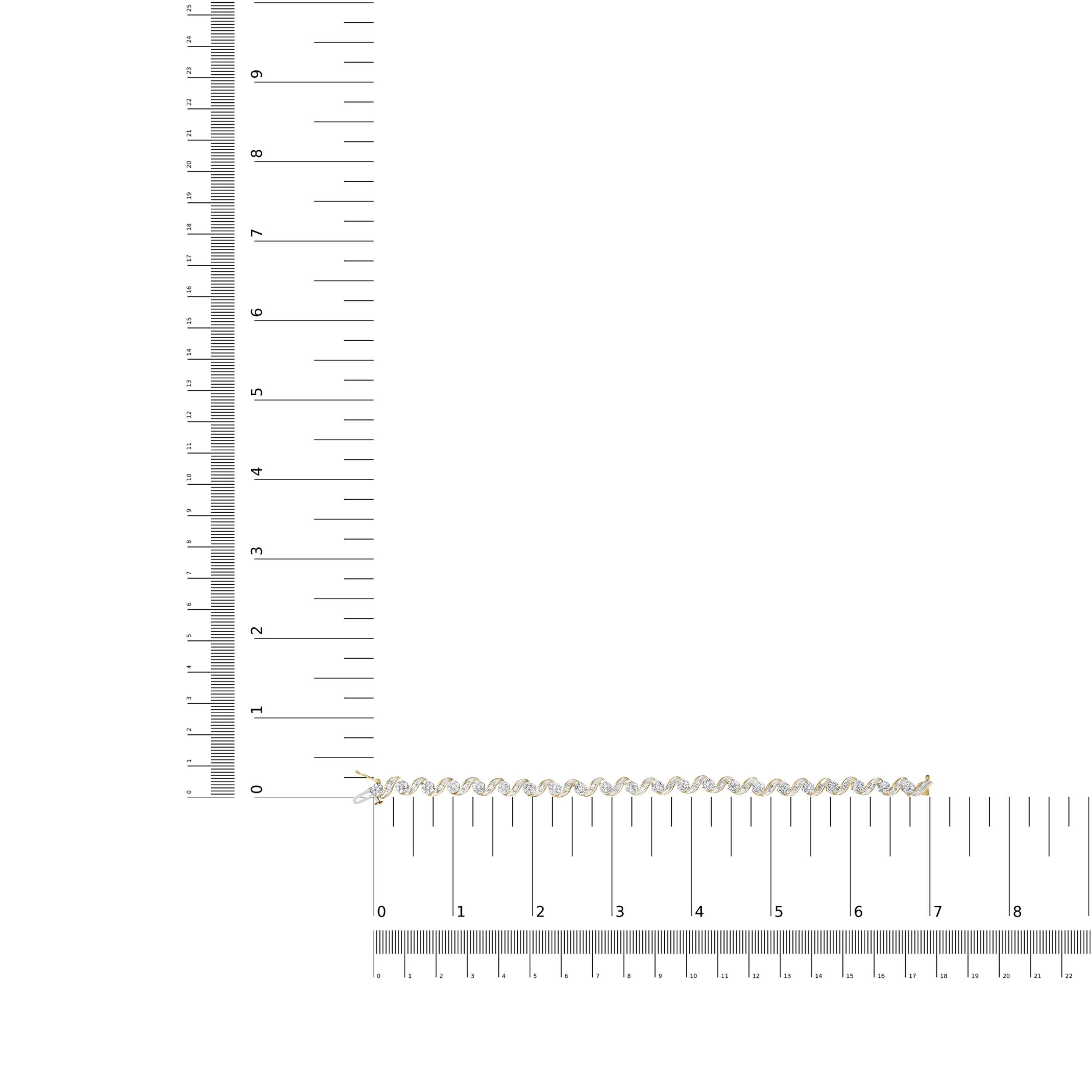 De las mujeres Pulsera de eslabones con diseño floral y remolino de diamantes de 2,0 qt en oro amarillo de 10 quilates