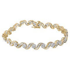 Bracelet à maillons en or jaune 10K, 2.0 cttw Diamond Floral Design Swirl
