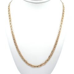 10k Yellow Gold 20" Flat Mariner Link Chain Necklace w/ Spring Ring Clasp