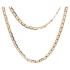 10k Yellow Gold 20" Flat Mariner Link Chain Necklace w/ Spring Ring Clasp