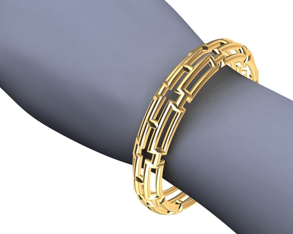 bracelet 20 Rectangles en or jaune 10K,  Un changement et un défi pour concevoir tout à 90 degrés et garder l'intérêt, mais cette fois en gardant le design symétrique. Ce bracelet mesure 15 mm de large et 11 mm de haut, et son diamètre intérieur est