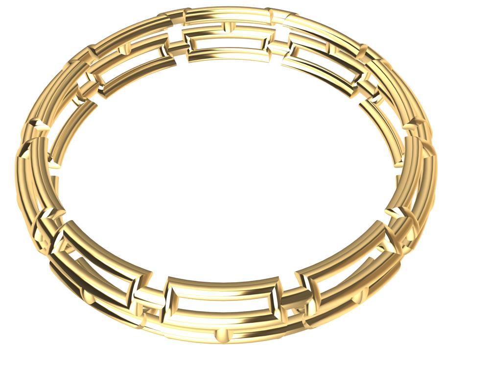 Contemporain Bracelet jonc rectangulaire en or jaune 10 carats à 20 cercles en vente