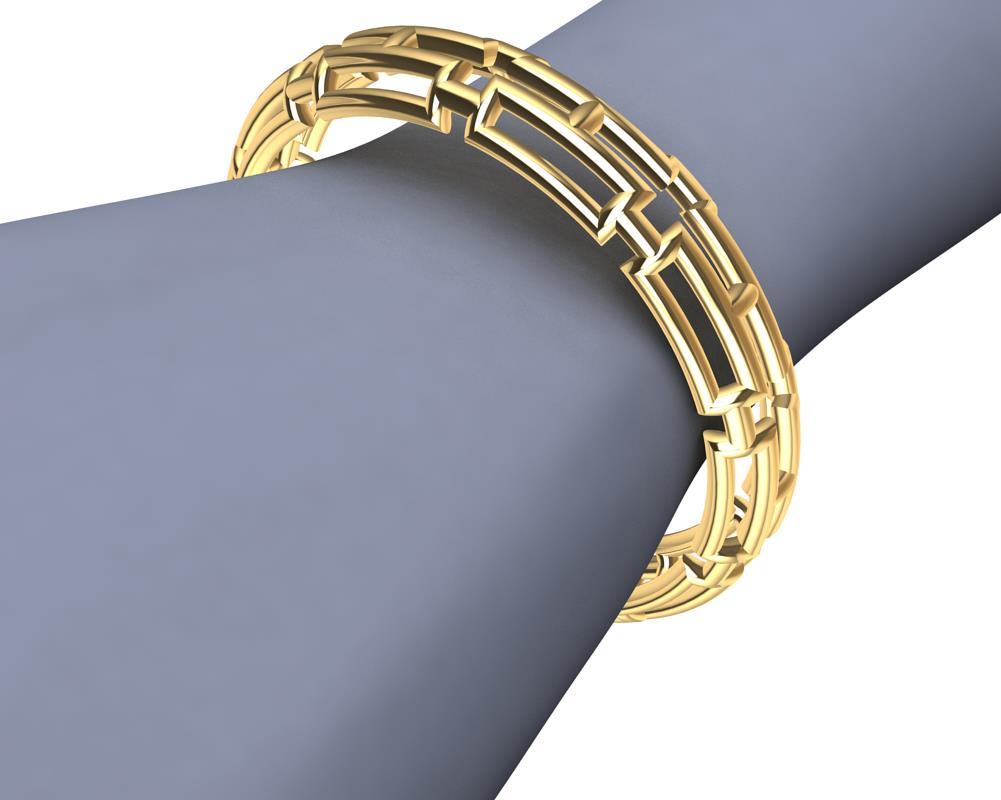 Bracelet jonc rectangulaire en or jaune 10 carats à 20 cercles Pour femmes en vente