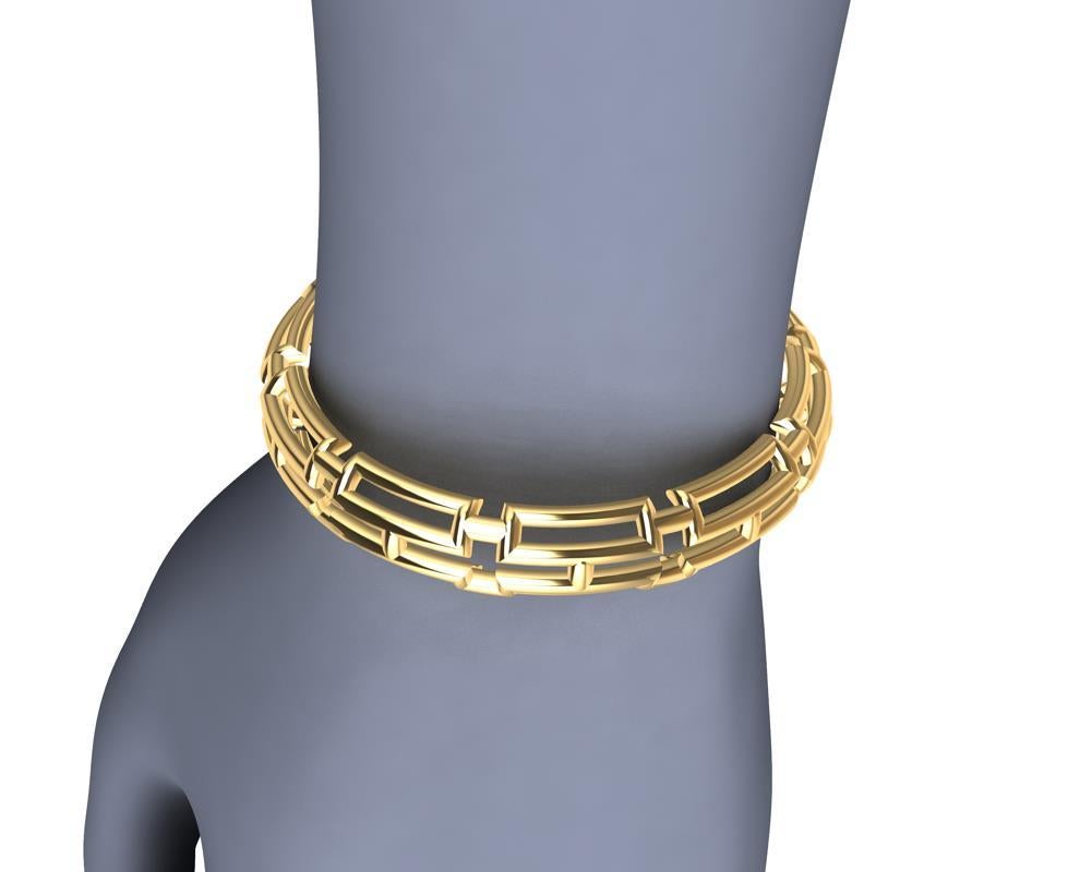 Contemporary 10 Karat Yellow Gold 20 Rectangles Bangle For Sale